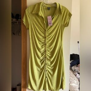 NWT Wild Fable Ruched Mini Dress - Lime Green, Size M